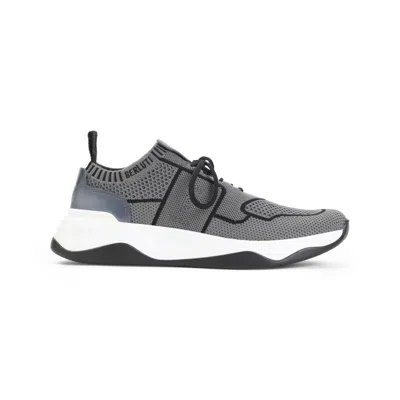 Berluti Gray Shadow Leather-trimmed Sneakers With Sock-like Fit