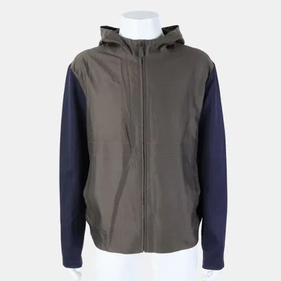 Pre-owned Berluti Green/navy Blue Hooded Zip Up Jacket Size M