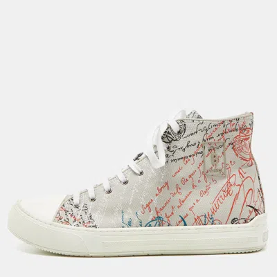 Pre-owned Berluti Grey Calligraphy Canvas High Top Sneakers Size 43.5