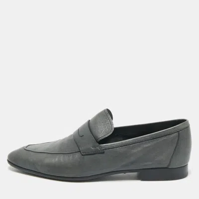 Pre-owned Berluti Grey Leather Penny Loafers Size 42.5