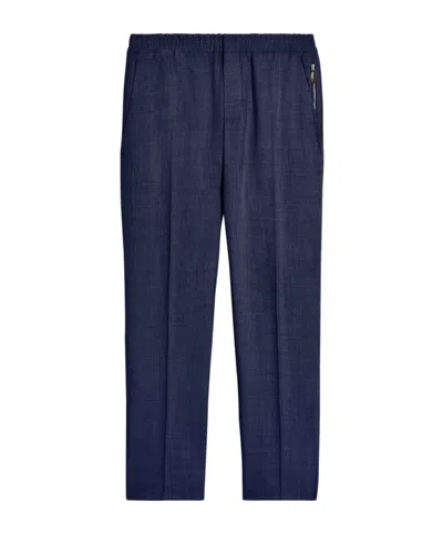 Berluti Herringbone Drawstring Pants In Blue