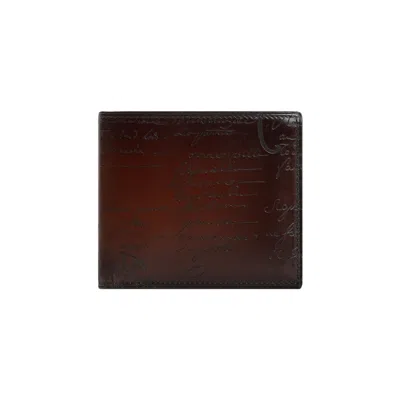BERLUTI BERLUTI INTENSE BROWN COCOA CALF LEATHER NEO VENEZIA WRITTEN WALLET