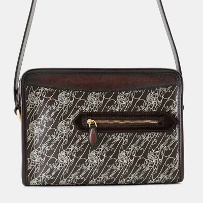 Pre-owned Berluti Journalie Toile Marbouf Messenger Bag Dark Brown Leather