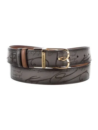 Pre-owned Berluti Leather Belt In Grey