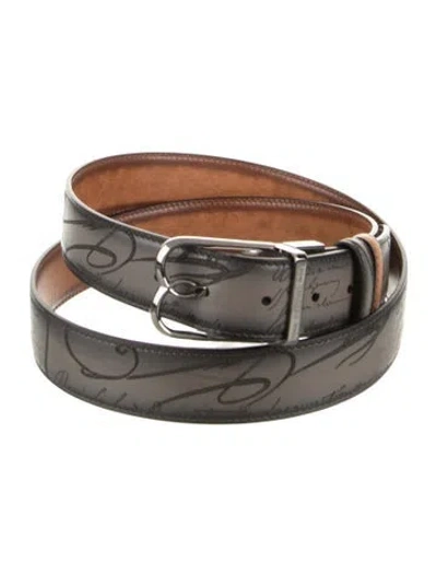 Pre-owned Berluti Leather Belt In Grey