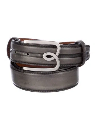 Pre-owned Berluti Leather Belt Kit In Gray