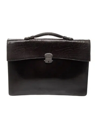 Pre-owned Berluti Leather Briefcase In Black