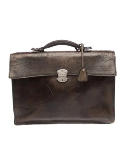 Pre-owned Berluti Leather Briefcase In Brown