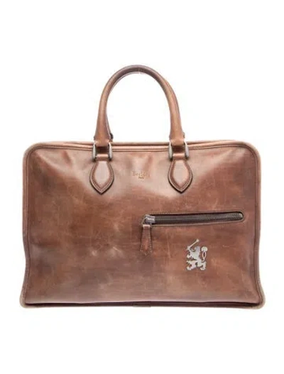 Pre-owned Berluti Leather Briefcase In Brown