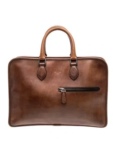 Pre-owned Berluti Leather Briefcase In Brown
