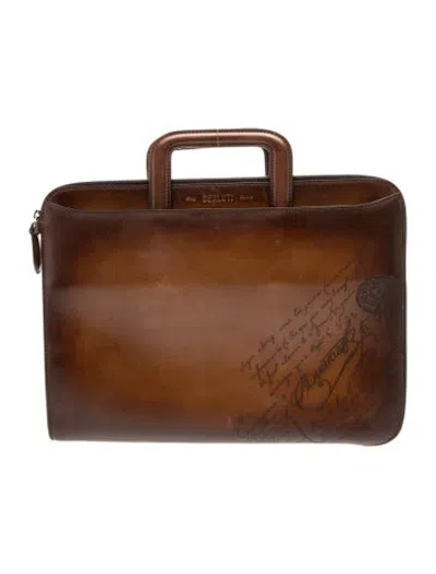 Pre-owned Berluti Leather Briefcase In Brown
