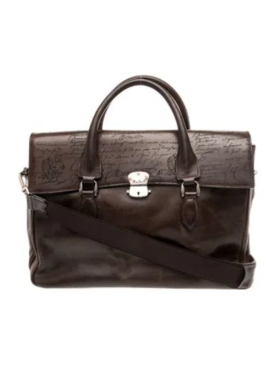 Pre-owned Berluti Leather Briefcase In Brown