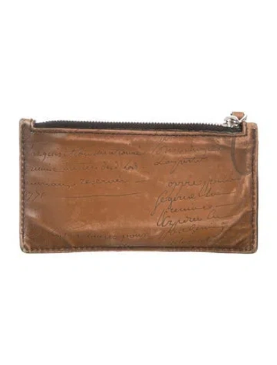 Pre-owned Berluti Leather Card Holder In Brown