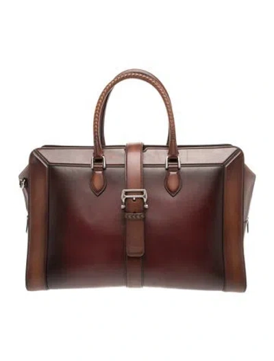 Pre-owned Berluti Leather Carry On Luggage In Brown