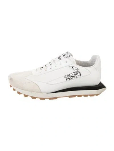 Pre-owned Berluti Leather Colorblock Pattern Athletic Sneakers In White