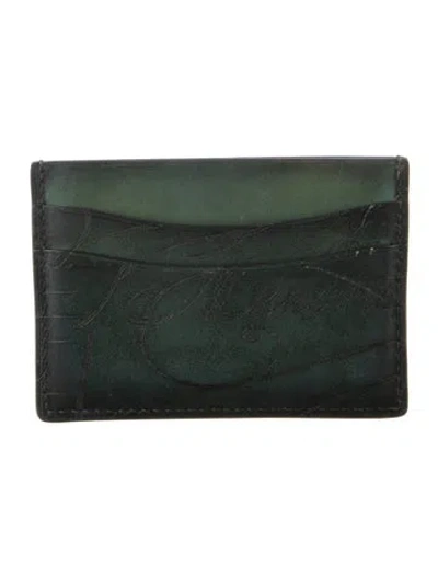Pre-owned Berluti Leather Colorblock Pattern Card Holder In Green