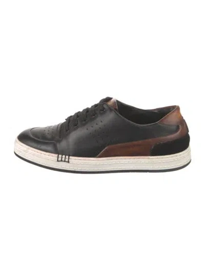 Pre-owned Berluti Leather Colorblock Pattern Sneakers In Black
