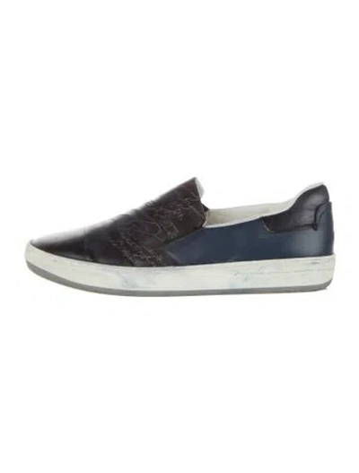 Pre-owned Berluti Leather Colorblock Pattern Sneakers In Silver
