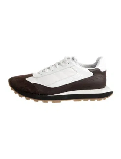 Pre-owned Berluti Leather Graphic Print Athletic Sneakers In Brown/white