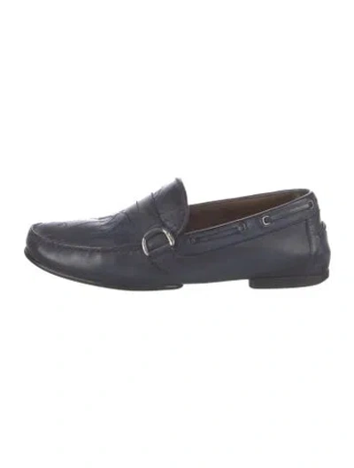 Pre-owned Berluti Leather Graphic Print Loafers In Blue