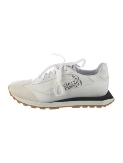 Pre-owned Berluti Leather Graphic Print Sneakers In White