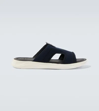 Berluti Leather-lined Slides In Blue