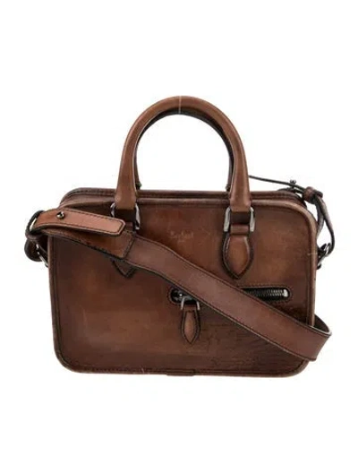 Pre-owned Berluti Leather Messenger Bag In Brown