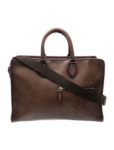 Pre-owned Berluti Leather Messenger Bag In Brown