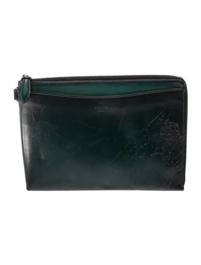 Pre-owned Berluti Leather Portfolio In Green