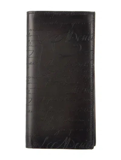 Pre-owned Berluti Leather Printed Bifold Wallet In Black