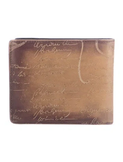 Pre-owned Berluti Leather Printed Bifold Wallet In Neutrals