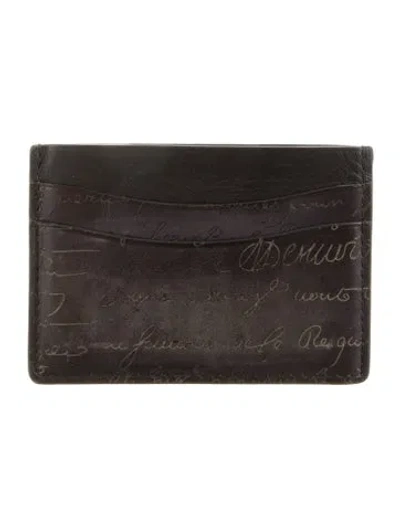 Pre-owned Berluti Leather Printed Card Holder In Black