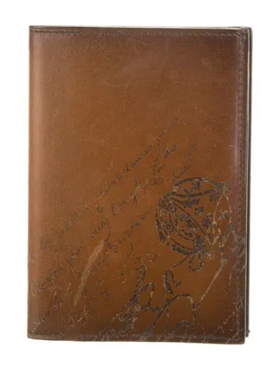 Pre-owned Berluti Leather Printed Card Holder In Brown