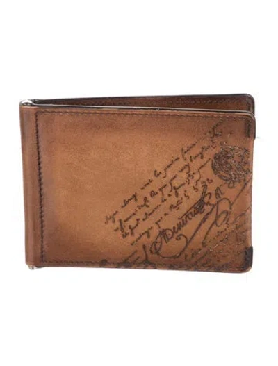 Pre-owned Berluti Leather Printed Wallet In Brown