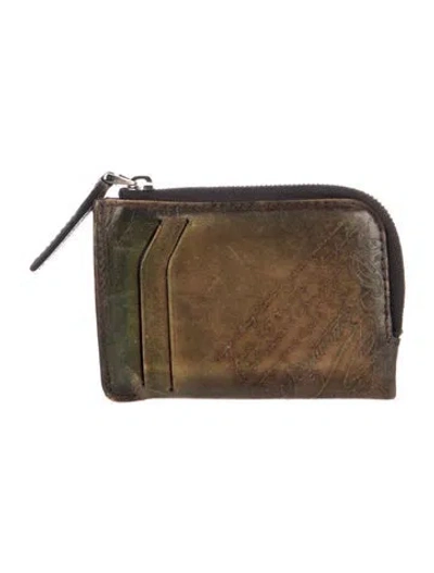Pre-owned Berluti Leather Printed Wallet In Green
