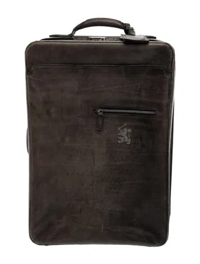 Pre-owned Berluti Leather Rolling Suitcase In Brown