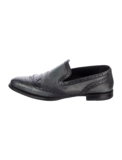 Pre-owned Berluti Leather Scalloped Accent Dress Loafers In Black