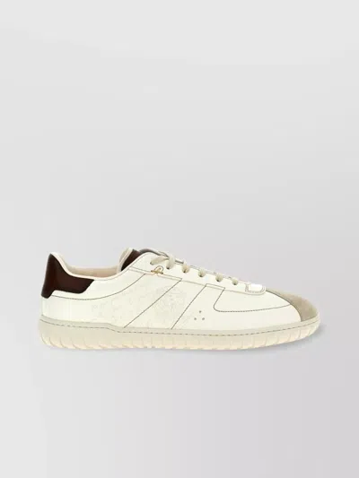 Berluti Leather Sneakers With Contrast Heel Tab In White