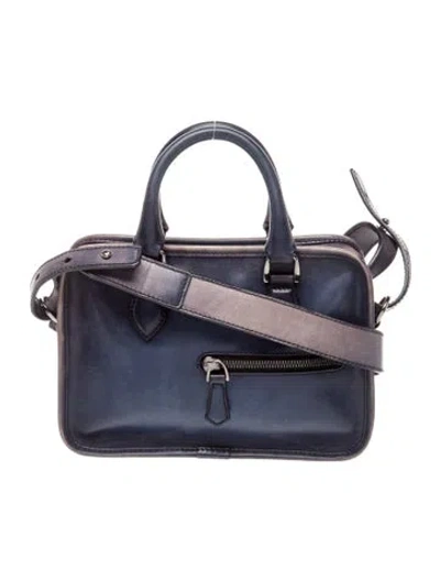 Pre-owned Berluti Leather Top Handle Bag In Blue