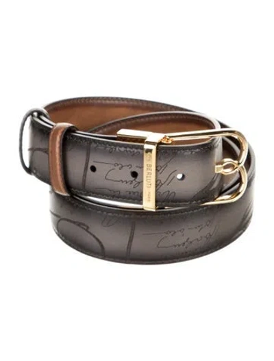 Pre-owned Berluti Leather Waist Belt In Black