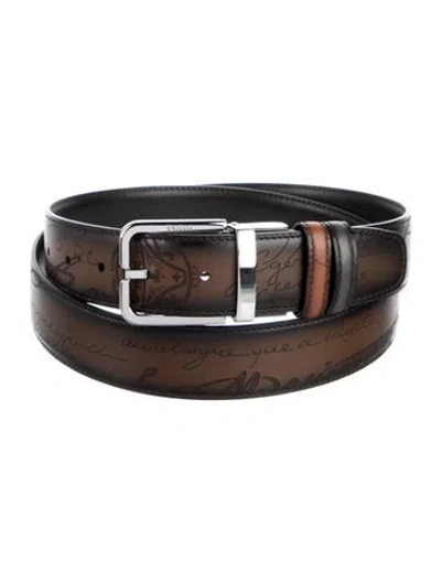 Pre-owned Berluti Leather Waist Belt In Black