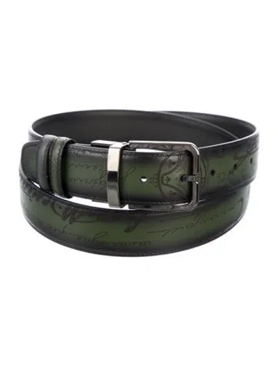 Pre-owned Berluti Leather Waist Belt In Green
