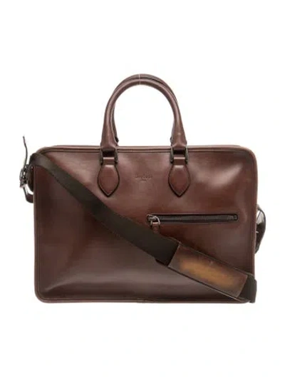 Pre-owned Berluti Leather Weekender Bag In Brown