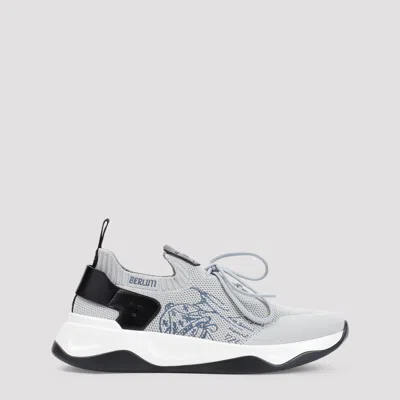 Berluti Shadow Embroidered Sneakers In Grey