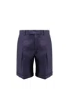Berluti Linen Pleated Bermuda Shorts In Blue