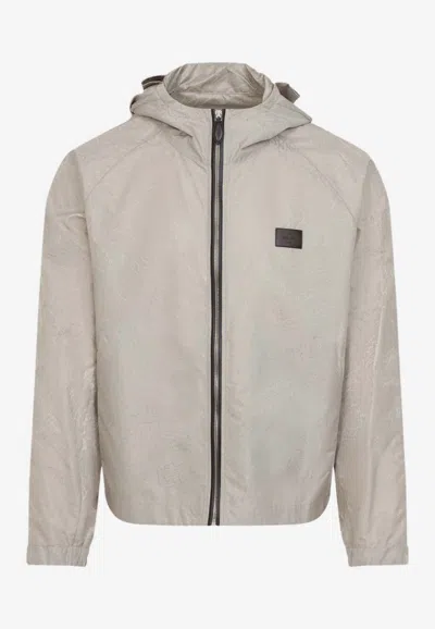 Berluti Logo Patch Windbreaker Jacket In Beige