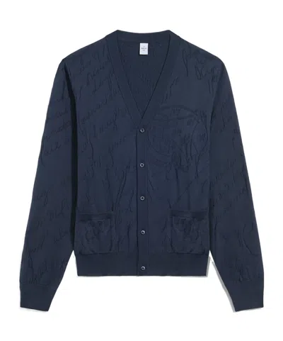 Berluti Long-sleeved Knitted Cardigan In Blue