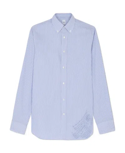Berluti Long-sleeved Striped Shirt In Blue