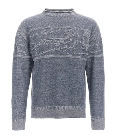 Berluti Long-sleeved Sweater In Light Blue