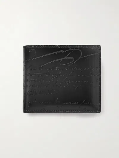 Berluti Makore Scritto Venezia Leather Billfold Wallet In Black